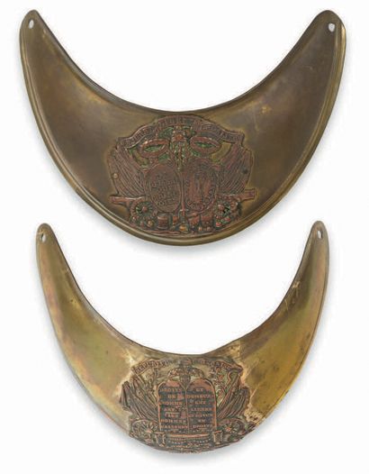 Set of 3 National Guard copper gorgets decorated...