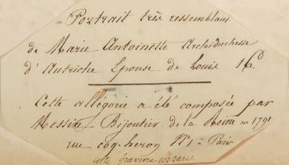 Gravure en tondo figurant au centre Marie-Antoinette...
