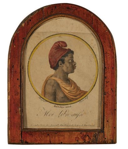 Colored engraving, titled 