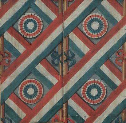 Two fragments of wallpaper with motifs of...