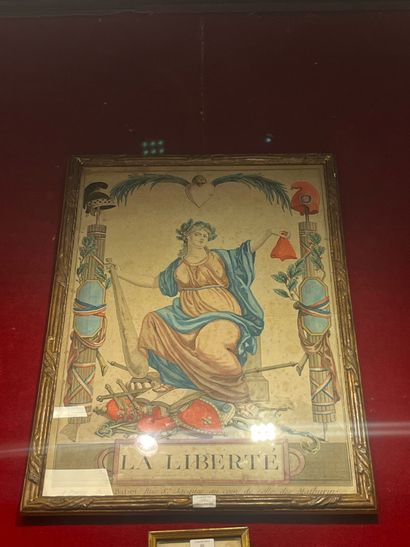 Gravure rehaussé figurant une allégorie de...