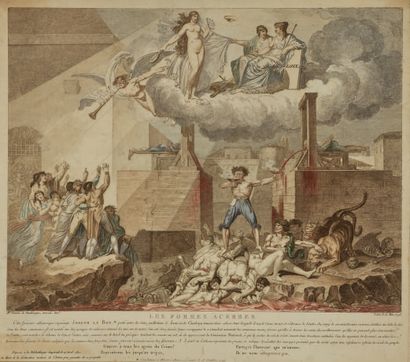 Les formes acerbes.
Gravure allégorique colorée...
