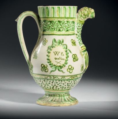 Earthenware pitcher of baluster form, with...