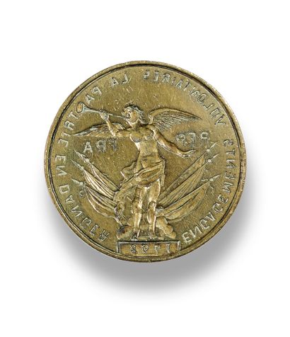 Circular seal die in gilded brass, captioned...