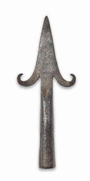 Iron spear point with moustache-shaped ends.
Revolutionary...