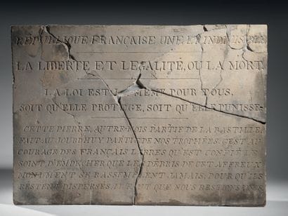 Rare rectangular stone plaque of the Bastille.
Carved...