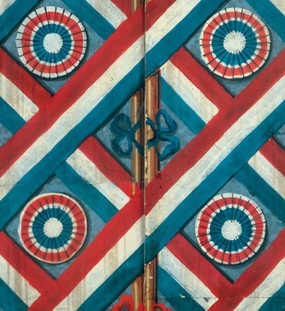 Two fragments of wallpaper with motifs of...