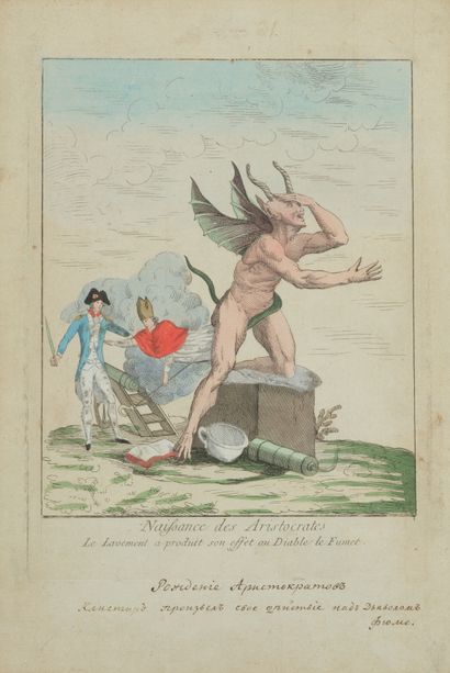 Lot of 2 enhanced engravings of anti-aristocrats...