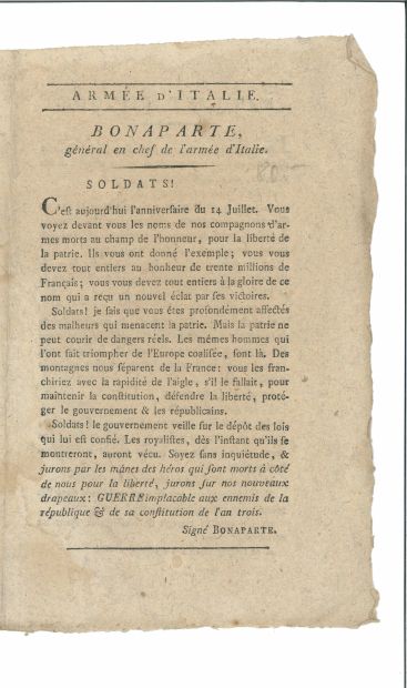 Bonaparte, général en chef de l'armée d'Italie,...