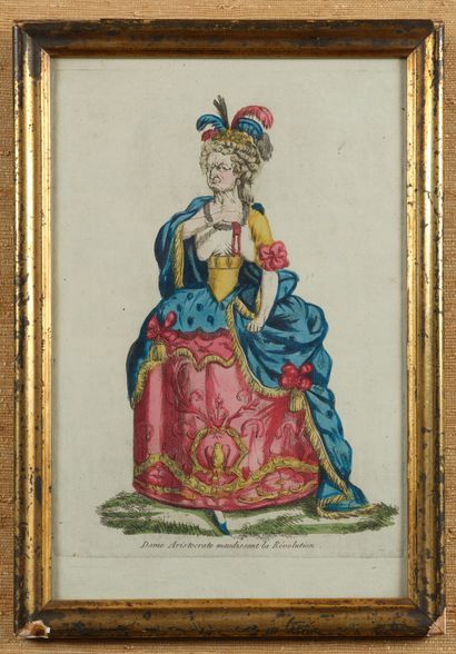 Enhanced engraving showing a caricature of...
