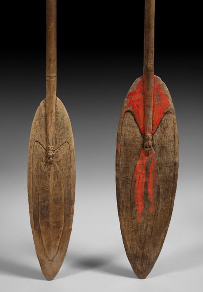 DEUX PAGAIES RAMU OU IATMUL, MOYEN-SEPIK,...