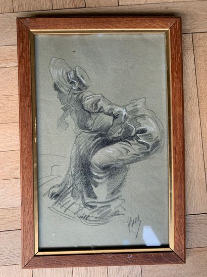 Jules CHERET (1836-1932)
Elegant Seated Woman
Charcoal...