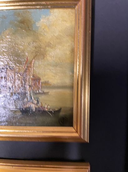 Ecole française
Views of Venice
Eight oil...