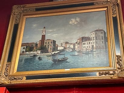 Ecole italienne
Port view
Oil on canvas,...