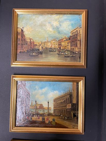 Ecole française
Views of Venice
Eight oil...