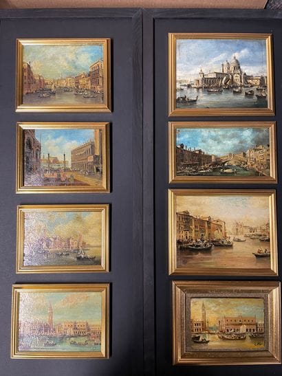 Ecole française
Views of Venice
Eight oil...