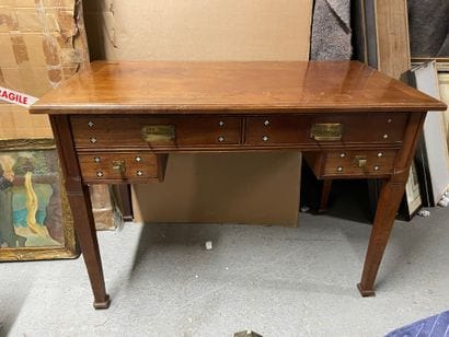 Bureau plat
En bois naturel, décor marqueté...