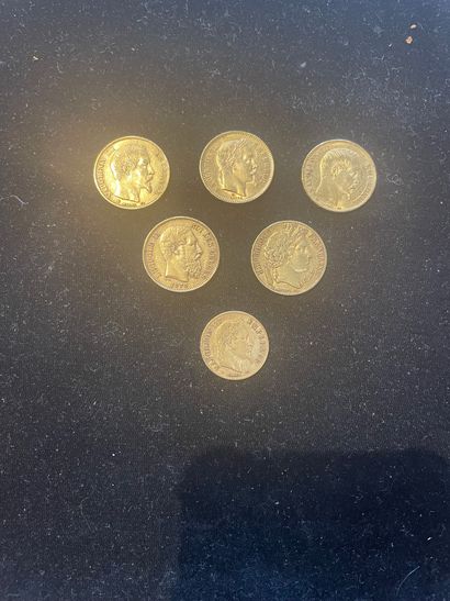 Lot including 1 piece of 20 F gold Napoleon...