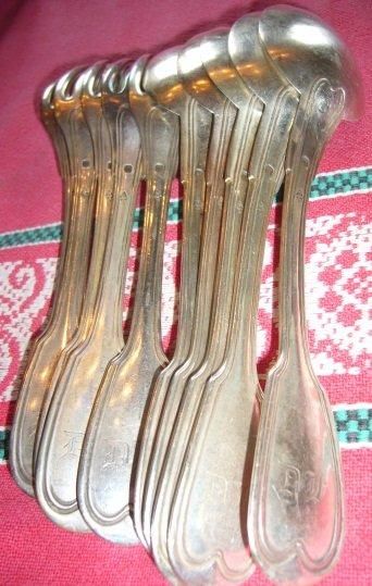 Cinq grands couverts en argent Minerve 1er...