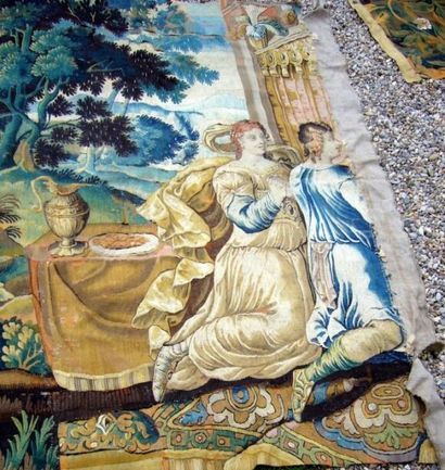Fragment de tapisserie en laine. 