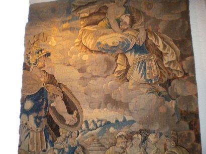 Un fragment de tapisserie d'Aubusson en laine...