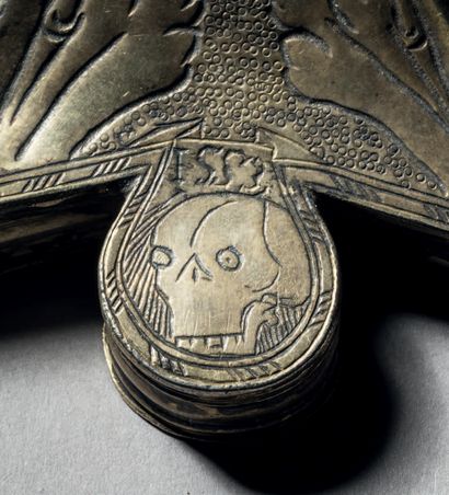 Embossed, engraved and mostly gilded silver...