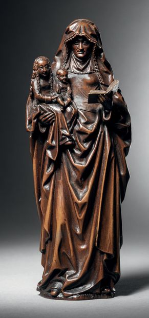 Sainte Anne trinitaire in finely carved boxwood,...