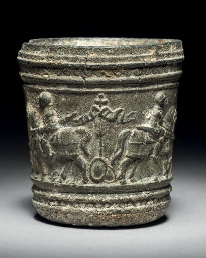 Rare pewter and lead alloy beaker decorated...