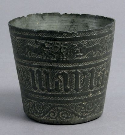 Rare pewter and lead alloy beaker decorated...