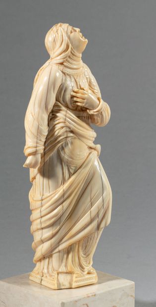 Carved ivory Virgin of Calvary, rough back....
