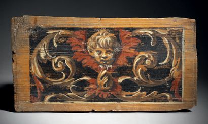 Suite of four ceiling panels in softwood,...