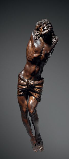 Living Christ in carved boxwood. Head turned...
