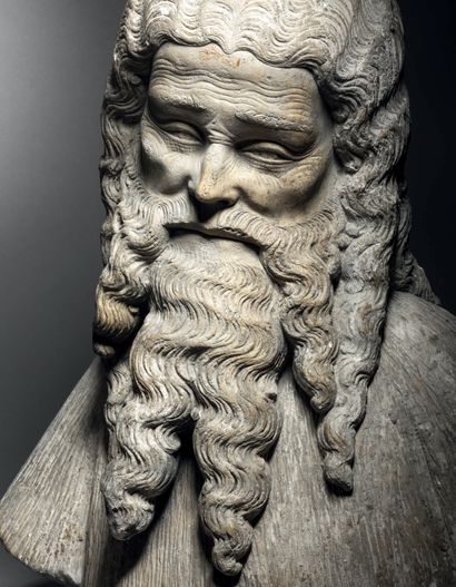 Bust of Saint John the Baptist in limestone...