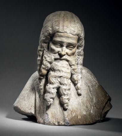 Bust of Saint John the Baptist in limestone...
