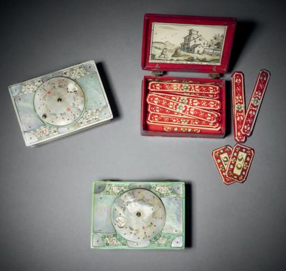 Lot de trois boîtes de jeu de quadrille en...