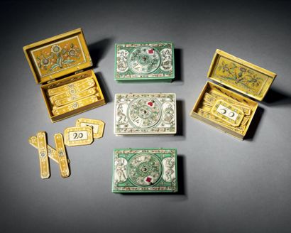 Lot de cinq boîtes de jeu de quadrille en...