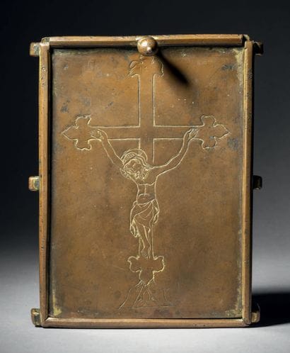Reliquary box, staurothèque, in engraved...