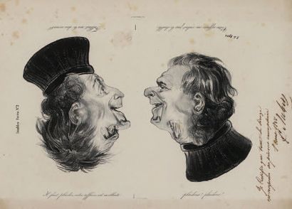 Panneau satirique en noyer sculpté en bas-relief...