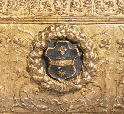 Rare cassone with pastiglia decoration on...