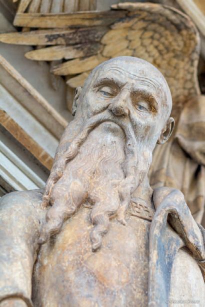 Bust of Saint John the Baptist in limestone...