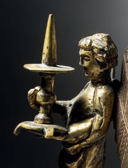 Ceroferous angel in bronze cast in the round,...