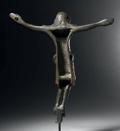 Bronze Christ with minimal traces of gilding....