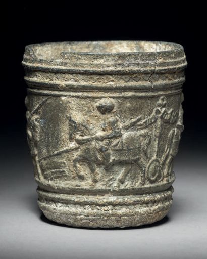 Rare pewter and lead alloy beaker decorated...