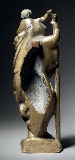 Saint Christopher in bronze, back partly...