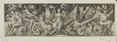 Enamel inkwell painted in grisaille with...
