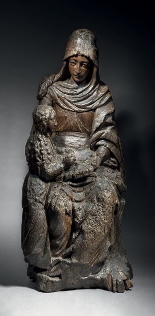 Important carved oak Saint Anne Teacher with...