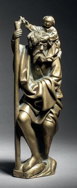 Saint Christopher in bronze, back partly...