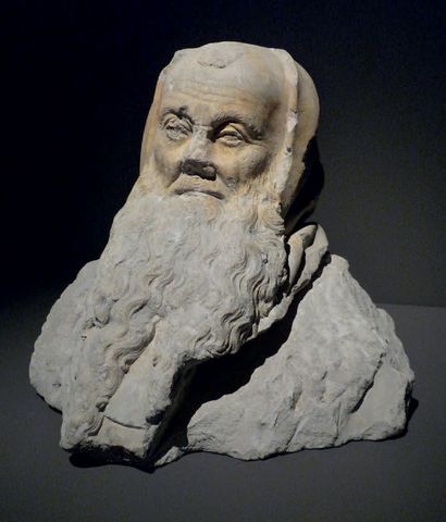 Bust of Saint John the Baptist in limestone...