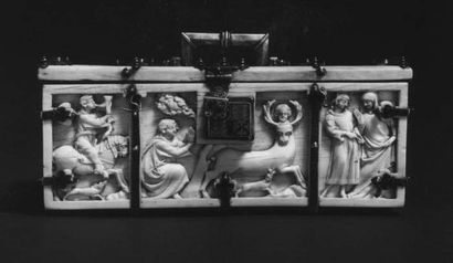 Front panel of a deeply carved ivory box...