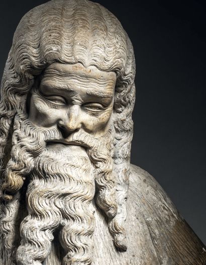 Bust of Saint John the Baptist in limestone...